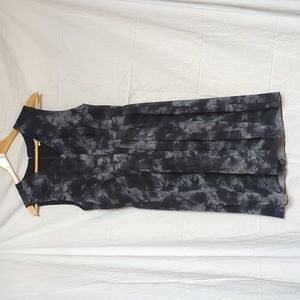 Coldwater Creek dress black grey lined v-neck sleeveless dress 12 petite